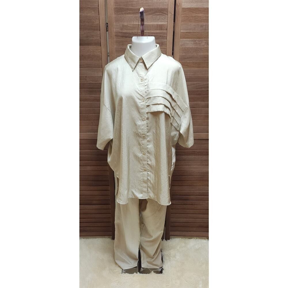 Sandy Sandy Gold Designer Plus Size 24 Pant Suit Vacation Sunny Beach Summer Set